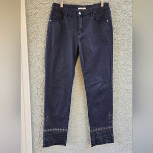 Luxe Moda Grey Embellished Jeans